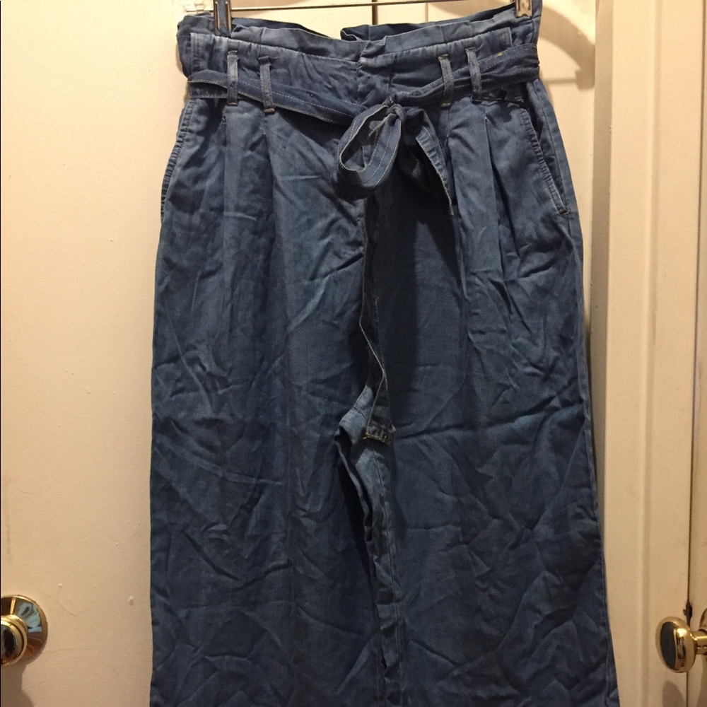 Zara Basic wide leg denim pants
